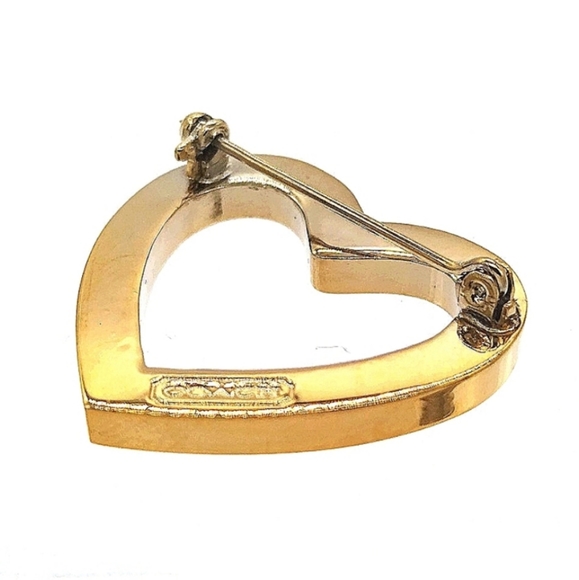 COACH Vintage Green Enamel Heart Pin Brooch in Gold Tone-Purse Backpack Charm - Picture 4 of 5